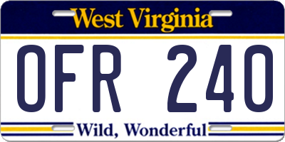 WV license plate OFR240