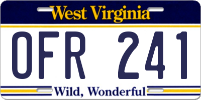 WV license plate OFR241
