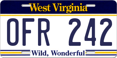 WV license plate OFR242