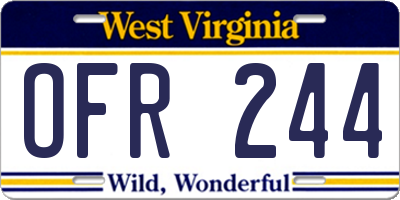 WV license plate OFR244
