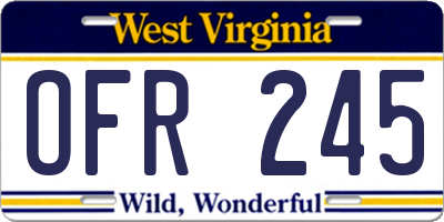 WV license plate OFR245