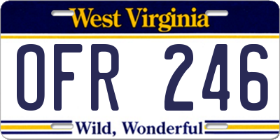 WV license plate OFR246