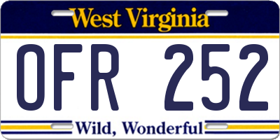 WV license plate OFR252