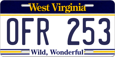 WV license plate OFR253