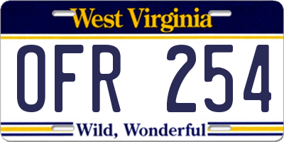 WV license plate OFR254