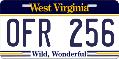 WV license plate OFR256