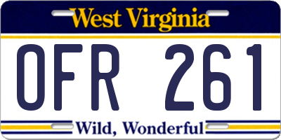 WV license plate OFR261