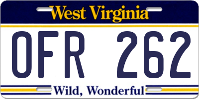 WV license plate OFR262