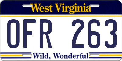 WV license plate OFR263