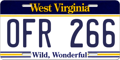 WV license plate OFR266
