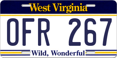 WV license plate OFR267