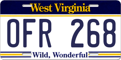WV license plate OFR268