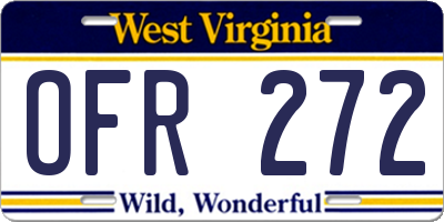 WV license plate OFR272