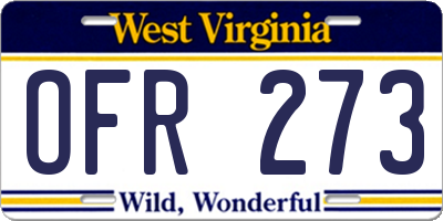 WV license plate OFR273