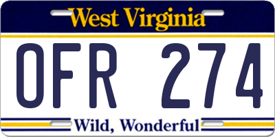 WV license plate OFR274
