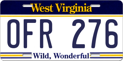 WV license plate OFR276
