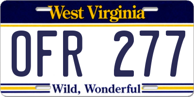WV license plate OFR277
