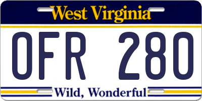 WV license plate OFR280