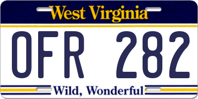 WV license plate OFR282