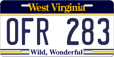 WV license plate OFR283