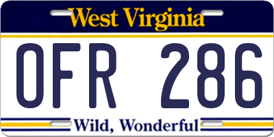 WV license plate OFR286