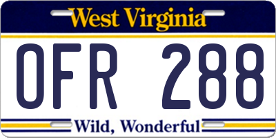 WV license plate OFR288