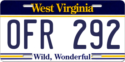 WV license plate OFR292