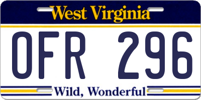 WV license plate OFR296
