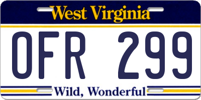 WV license plate OFR299