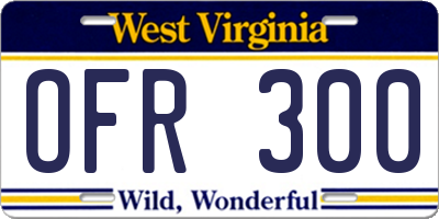 WV license plate OFR300