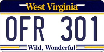 WV license plate OFR301