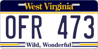 WV license plate OFR473