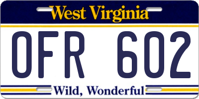 WV license plate OFR602
