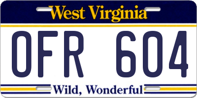 WV license plate OFR604