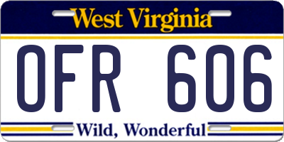 WV license plate OFR606