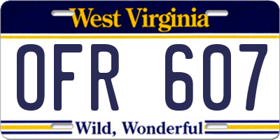 WV license plate OFR607