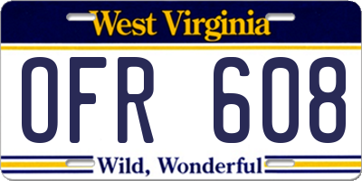 WV license plate OFR608