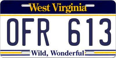 WV license plate OFR613