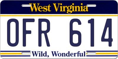 WV license plate OFR614
