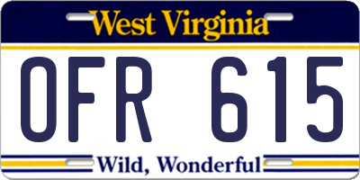 WV license plate OFR615