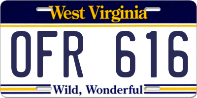 WV license plate OFR616
