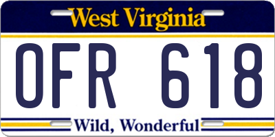 WV license plate OFR618