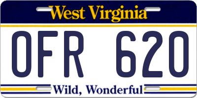 WV license plate OFR620