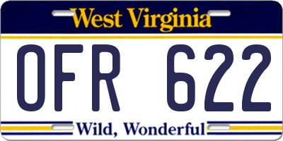 WV license plate OFR622