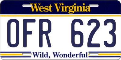WV license plate OFR623