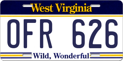 WV license plate OFR626