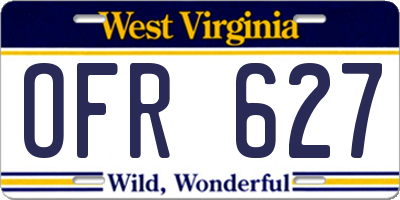 WV license plate OFR627