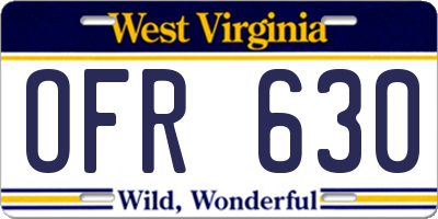 WV license plate OFR630