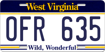 WV license plate OFR635