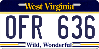 WV license plate OFR636